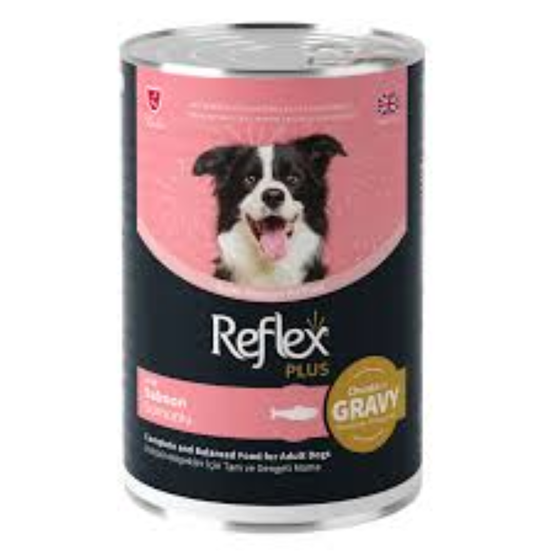 REFLEX PLUS CAN DOG FOOD SALMON IN GRAVY 400G